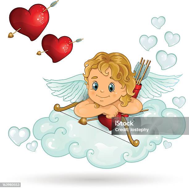 Cupido E Coração Nuvens - Arte vetorial de stock e mais imagens de Amor - Amor, Anjo, Arco - Arco e flecha