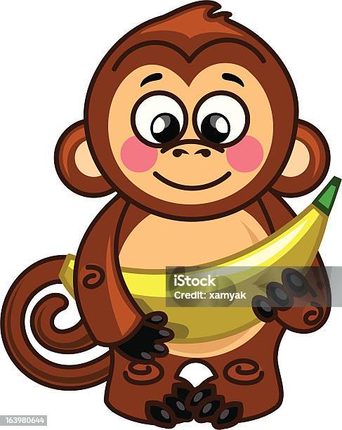 Singe Vecteurs libres de droits et plus d'images vectorielles de Banane - Fruit exotique - Banane - Fruit exotique, Cartoon, Enfance