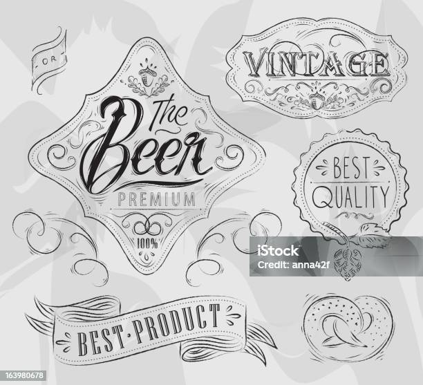 Éléments Vintage Pour Pub Vecteurs libres de droits et plus d'images vectorielles de Bagel - Bagel, Bar, Bière