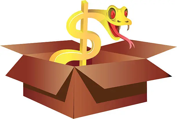 Vector illustration of snake in the box