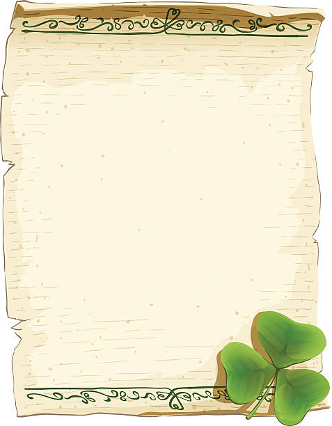 illustrazioni stock, clip art, cartoni animati e icone di tendenza di irish cancelleria invito - old clover scroll scroll shape
