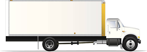 Box Truck Technical Illustration of a general Box/Work Truck moving van stock illustrations