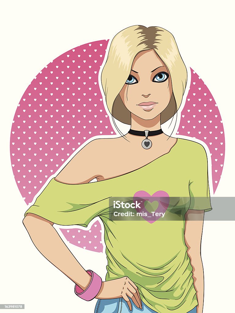 Chica adolescente con camisa - arte vectorial de Adolescente libre de derechos