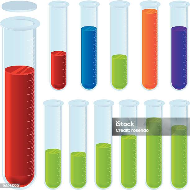 Editável Tubos De Ensaio - Arte vetorial de stock e mais imagens de Análise de Açúcar no Sangue - Análise de Açúcar no Sangue, Bioquímica, Exame Médico - Equipamento Médico