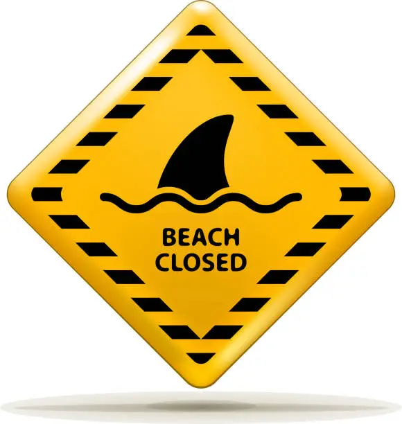 Vector illustration of Beach Closed Sign