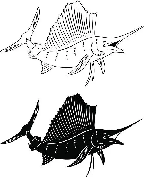 Vector illustration of fish marlin