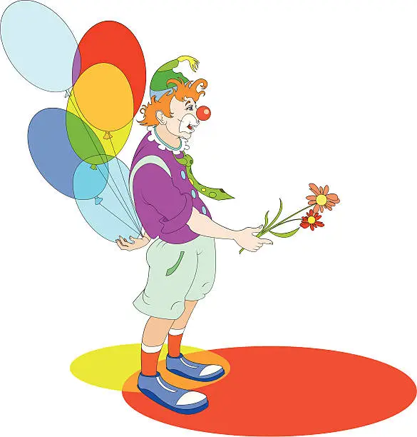 Vector illustration of cheerful clown