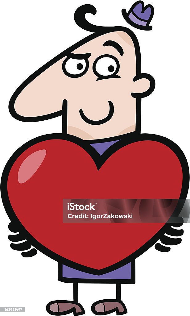 Man With Valentine Cartoon Illustration Stock Illustration - Download Image  Now - Adult, Caricature, Cartoon - iStock