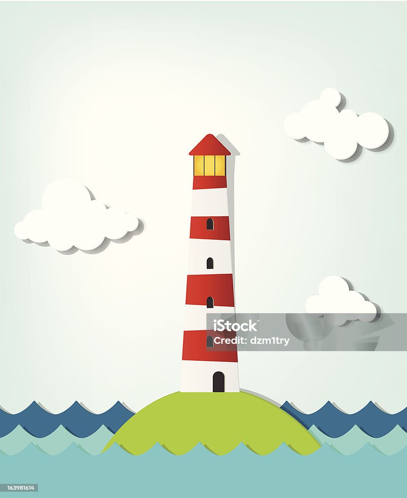 Pojedyncza Island lighthouse - Grafika wektorowa royalty-free (Bez ludzi)