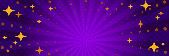 Cute background illustration of concentrated lines with twinkling stars (Halloween color)