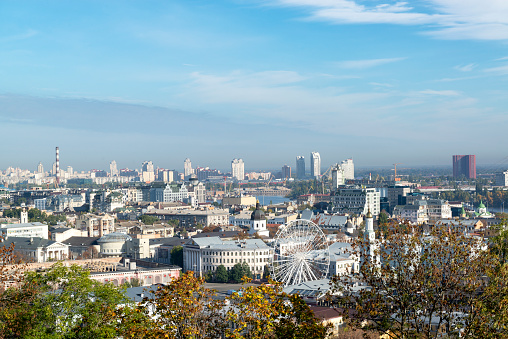 Beautiful panoramic view of the historical district of Podil, Kyiv, Ukraine