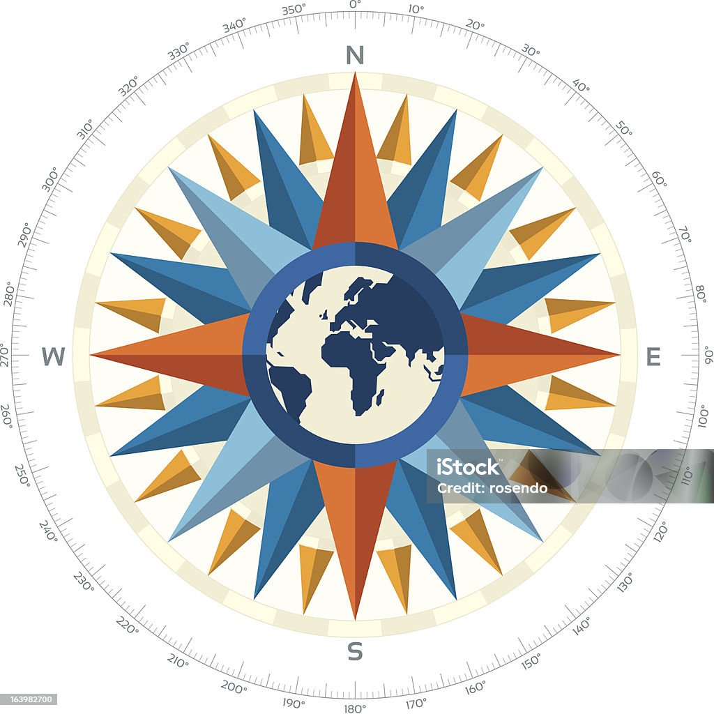 Nautical wind rose Vector illustration. Global colors. Adventure stock vector