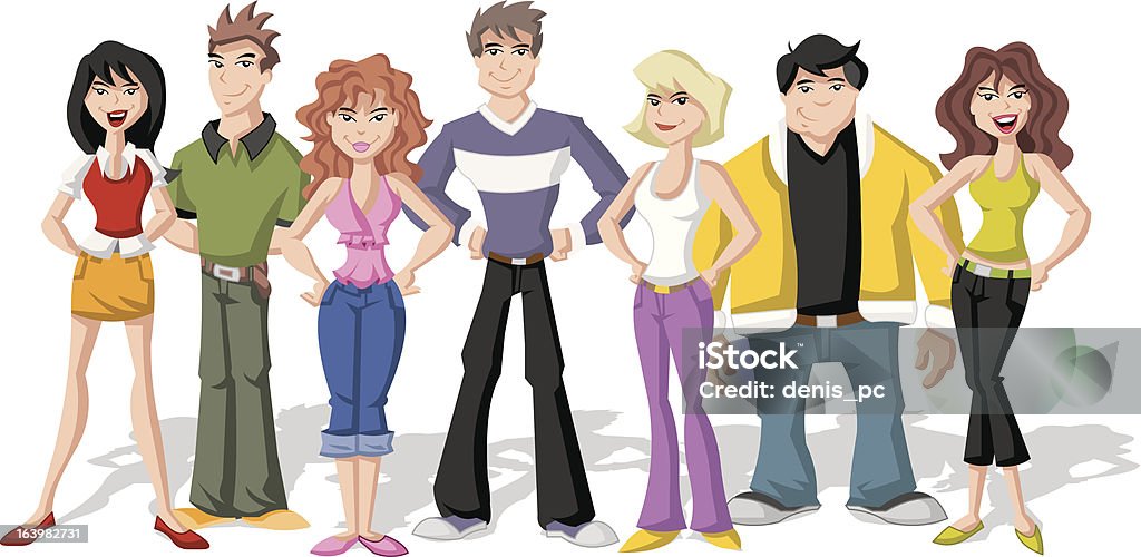 teenage people Group of cartoon teenage people. EPS 10. Adult stock vector