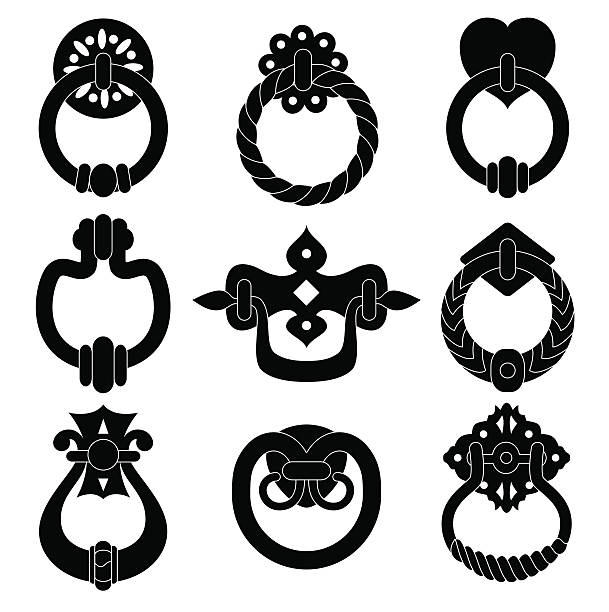 Black  door handle silhouettes set