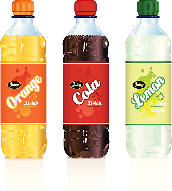 butelki napojów bezalkoholowych - napój gazowany zimny napój stock illustrations