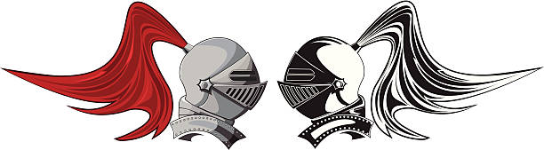 ilustraciones, imágenes clip art, dibujos animados e iconos de stock de casco de knight - medieval knight helmet suit of armor