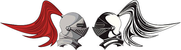 ilustrações de stock, clip art, desenhos animados e ícones de knight capacete - medieval knight helmet suit of armor