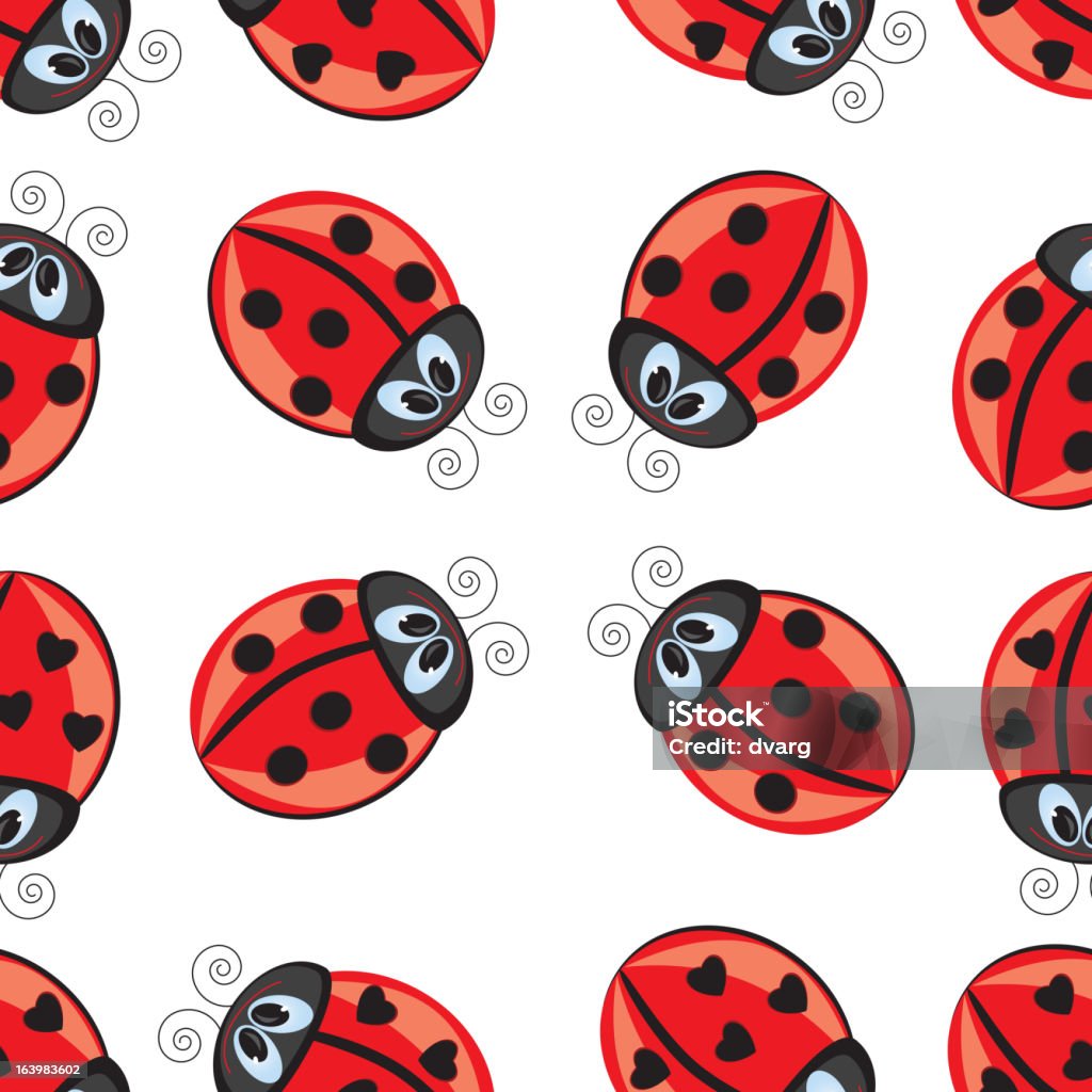 Seamless texture Seamless texture of cartoon ladybug. Illustration of the designer on white background.Contains transparent objects used for shadows drawing. EPS10 Backgrounds stock vector