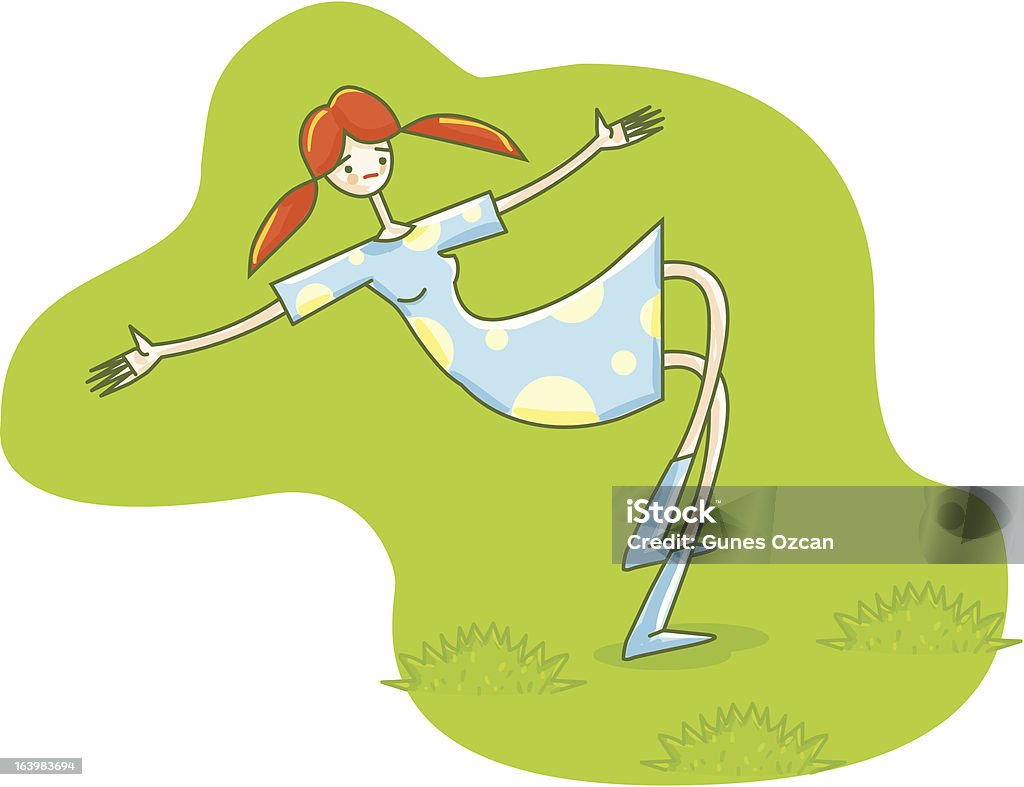Illustrazione Rallentatore di cadere giù sull'erba - arte vettoriale royalty-free di Adolescente