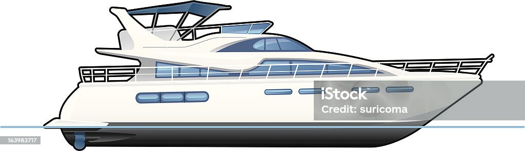yacht a motore - arte vettoriale royalty-free di Yacht a motore