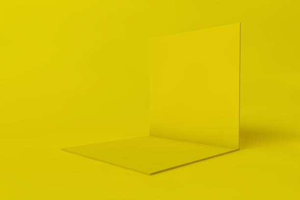 istock Cube box or corner room interior cross section. yellow empty geometric square 3D blank box template 1639846979