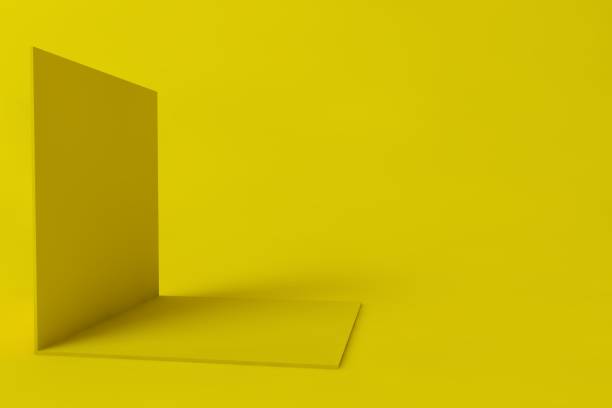 istock Cube box or corner room interior cross section. yellow empty geometric square 3D blank box template 1639847507