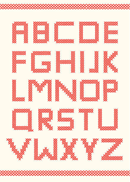 ściegiem krzyżykowym alfabet - cross stitch stock illustrations