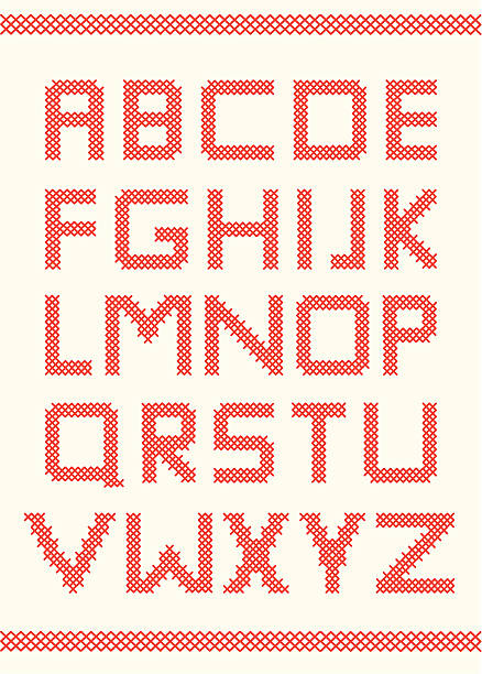 Cross stitch alphabet vector art illustration