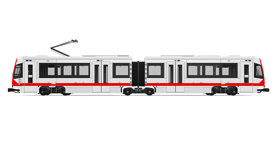 Modern Tram-Train isolated on white background. 3D render