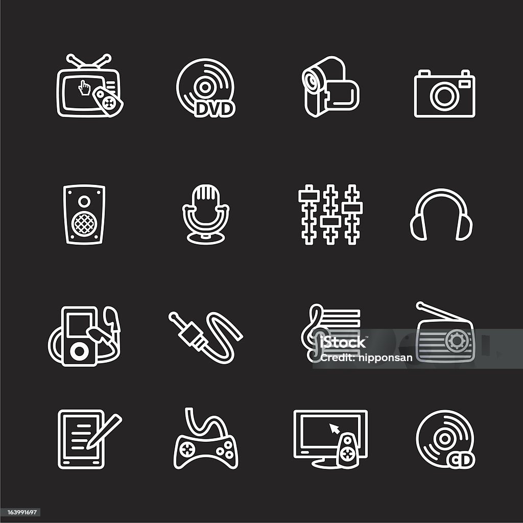 multimedia-icon-set - Lizenzfrei Antenne Vektorgrafik