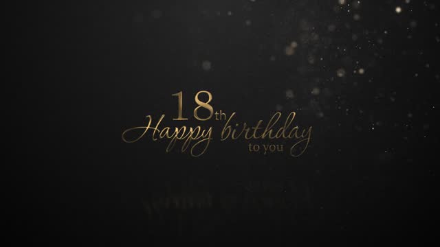 Happy 18th birthday greeting, happy birthday, golden particles