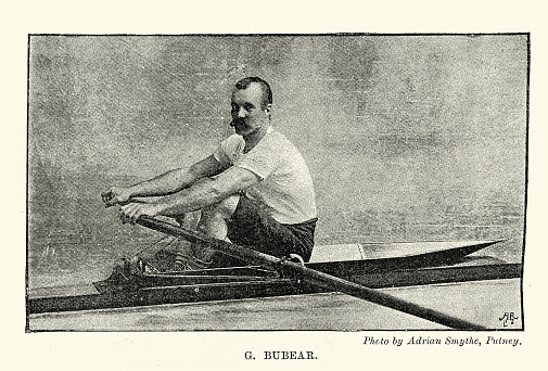 Vintage illustration after a photograph of George Bubear a Victorian era rower, Sculling, Rowing, History of Sport 1890s, 19th Century