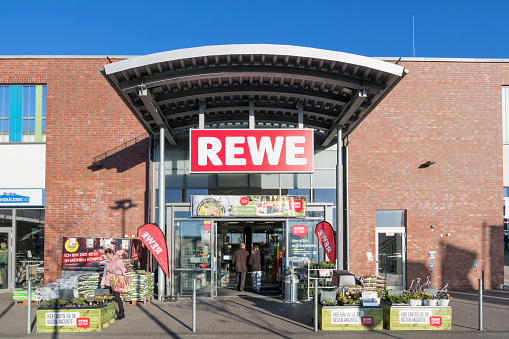 Kaltenkirchen, Germany - April 9, 2019: REWE branch