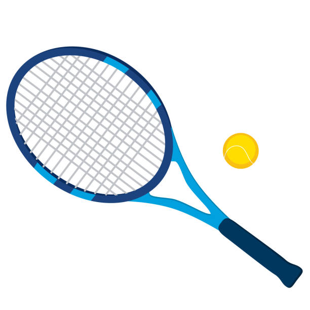 Tennis Racket And Yellow Ball vector art illustration