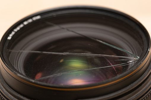 Broken single-lens reflex camera lens