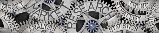 istock Metal Wheels with Market Research Concept 1639981833