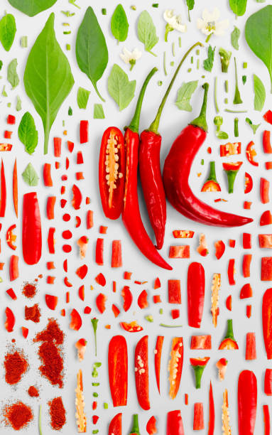 istock Red Chili Pepper Slice and Leaf Collection 1639982950