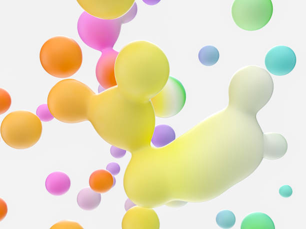 istock Abstract 3d art background. Colorful sphere floating liquid blobs, soap bubbles. 1639984166