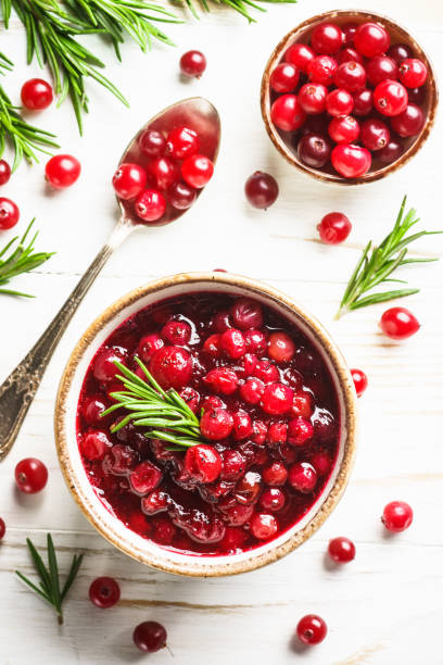 istock Cranberry sauce in a bowl top view. 1639989561