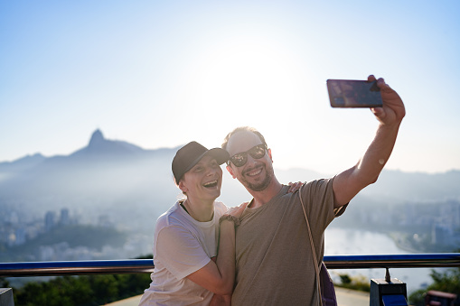 Couple taking a selfie at Rio de Janeiro