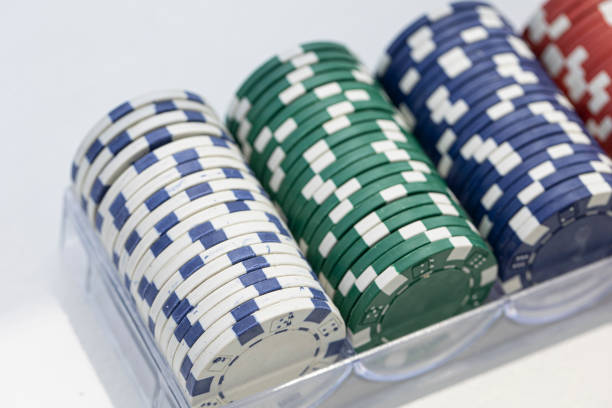 istock Casino chips on white background isolated 1640010956