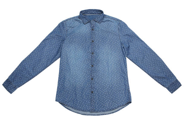 istock Blue male jeans shirt 1640024176