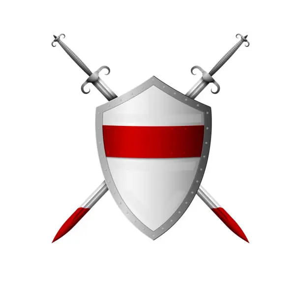 Vector illustration of Medieval realistic shield and sword.