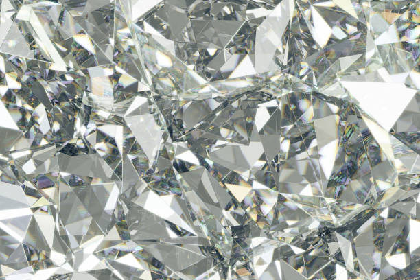 istock Luxury Abstract Realistic Crystals Texture with Prism Spectrum Caustic Reflection Close Up Background 3D rendering 1640040981