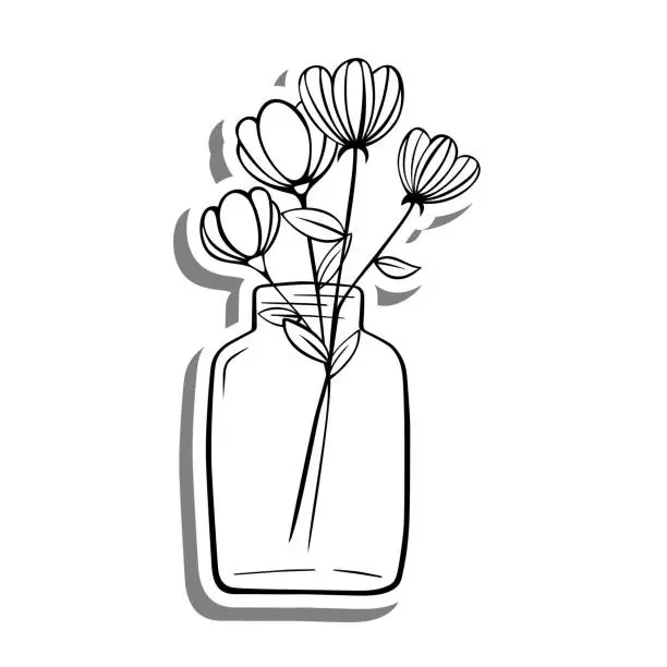 Vector illustration of CL322 Four Flowers in a Bottle