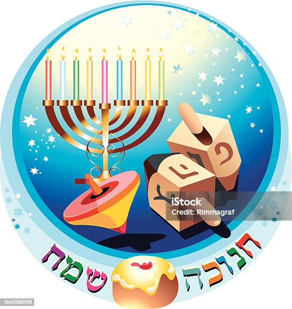 Hanukkah - Immagini vettoriali stock e altre immagini di Blu - Blu, Bombolone, Candela - Attrezzatura per illuminazione
