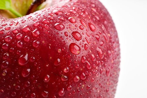 Closeup of dew drops on apple