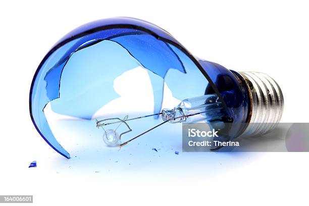 Broken Light Bulb Stock Photo - Download Image Now - Light Bulb, Blue, Electric Light