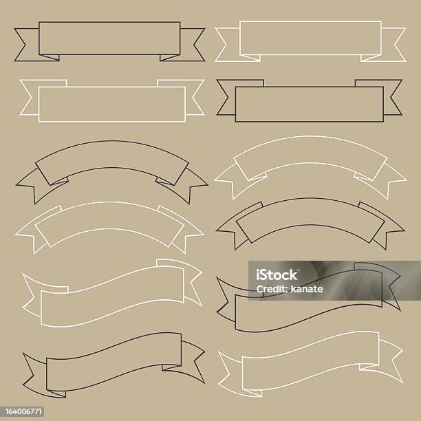 Old Ribbon Banner Black And White Line Stock Illustration - Download Image Now - Abstract, Art, Art And Craft