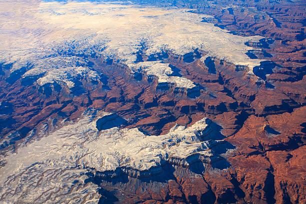 Aerial view of Grand Canyon in Arizona USA during the Winter months.